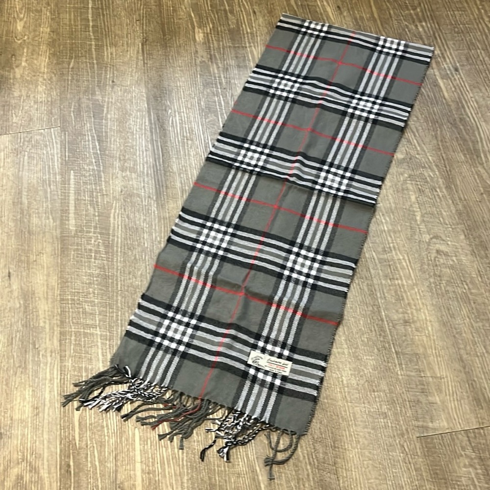 Men’s plaid grey scarf Cashmere Feel Italy Design